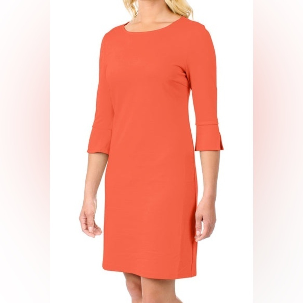 Ellie Kai The Christine Heathered Knit Dress Coral Orange NWT